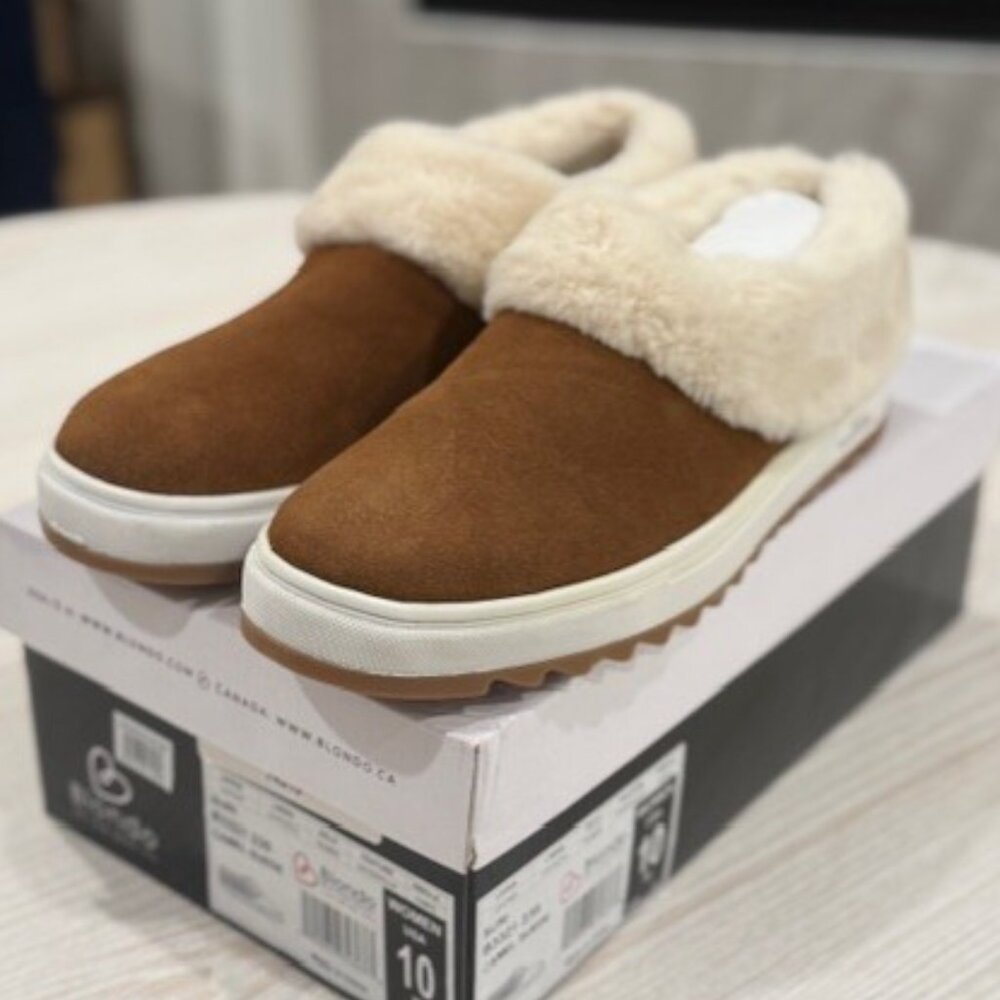 BLONDO "Suri" Suede Fur-lined Waterproof Slip-on Shoe/Slipper